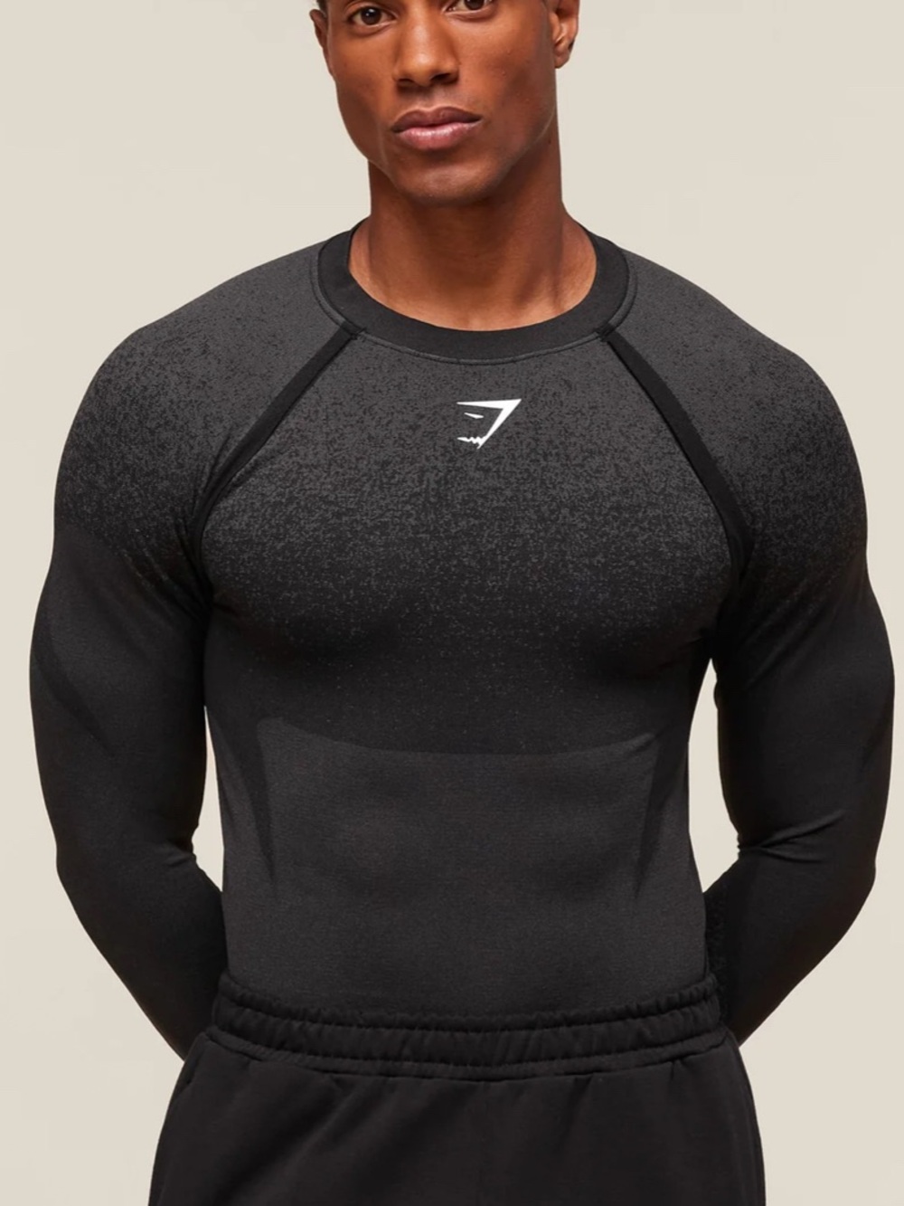 NWT Gymshark Black Long Sleeve Training Top with Subtle Logo